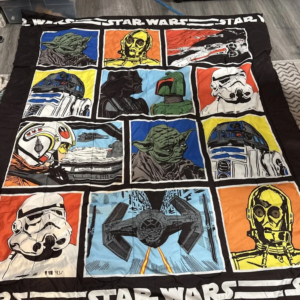 Star Wars Classic Reversible Twin Comforter Darth Vader Yoda Skywalker 84
